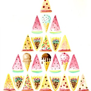 Sommer-Lebensmittel-Pyramide (11 x 14&quot; Aquarell)