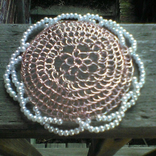 Pink and Pearl Rose Renaissance Kippah for Woman