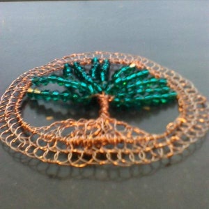 MADE TO ORDER Beaded Wire Teal and Copper Tree of Life Woman&#39;s Kippah, Juliet Cap, Bat Mitzvah Kippah