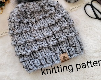 Knit Hat Pattern / Adult knit hat pattern  / Teen -Kids  /Chunky yarn Beanie / Teegan Beanie / easy pattern