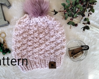 Patrón de tejido de gorro de hilo grueso - Sombrero Aelin (Patrón PDF)