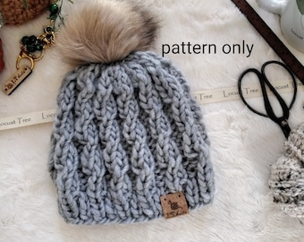 Knit Hat Pattern -Adult knit hat pattern -Teen -Kids -Chunky yarn Larissa  Beanie