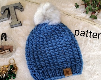Knit Hat Pattern -Adult knit hat pattern -Teen -Kids -Chunky yarn Beanie / The Sorin Knit Hat / PDF FILE / Instant Download