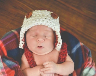 Pattern crochet baby  hat  size newborn to 12 month Aviator Lumberjack Hat newborn DIY hat Pattern instructions