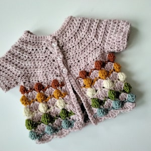 Pattern crochet baby sweater cardigan newborn infant PDF file fan shell stitch child