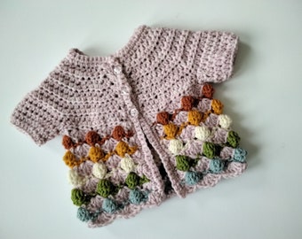 Pattern crochet baby sweater cardigan newborn infant PDF file fan shell stitch child