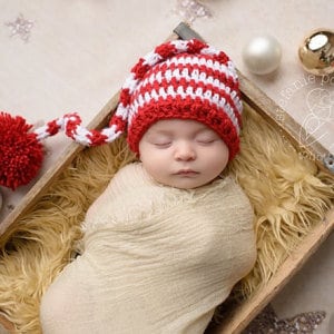 PATRÓN Gorro de bebé de ganchillo, PATRÓN gorro de navidad para bebé, gorro de Papá Noel para bebé, gorro de Papá Noel para bebé, Papá Noel para niña, Papá Noel para recién nacido
