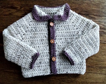 Pattern Crochet Basic Cardigan Baby Newborn Child Easy to Follow Instructions  Boy Girl sweater