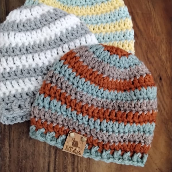 Pattern Crochet Easy Hat Baby Beanie / beginner / simple pattern PDF download Modern / newborn ,0-3 month ,3-6 month ,6-12 month