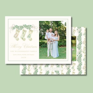 Tarjeta de Feliz Navidad, Tarjeta de Navidad Grandmillennial, Tarjeta de Navidad en acuarela, Navidad preppy, Clásica, Media navideña tradicional