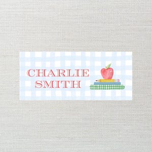 PRINTED Personalized Water-Resistant Name Labels Blue | 60 Pack | 1x2.625&quot; Stickers for Kids | Back to School, Daycare | Mother&#39;s Day Out