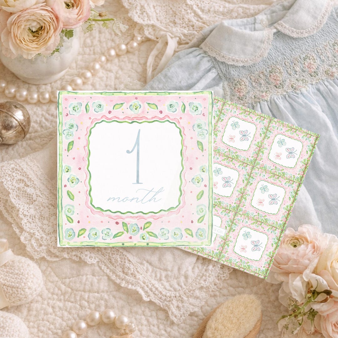 Baby Girl Floral Milestone Cards Printed - Etsy