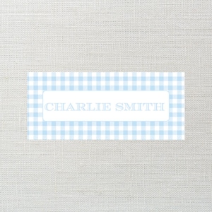 PRINTED Personalized Water-Resistant Name Labels Blue | 60 Pack | 1x2.625&quot; Stickers for Kids | Back to School, Daycare | Mother&#39;s Day Out