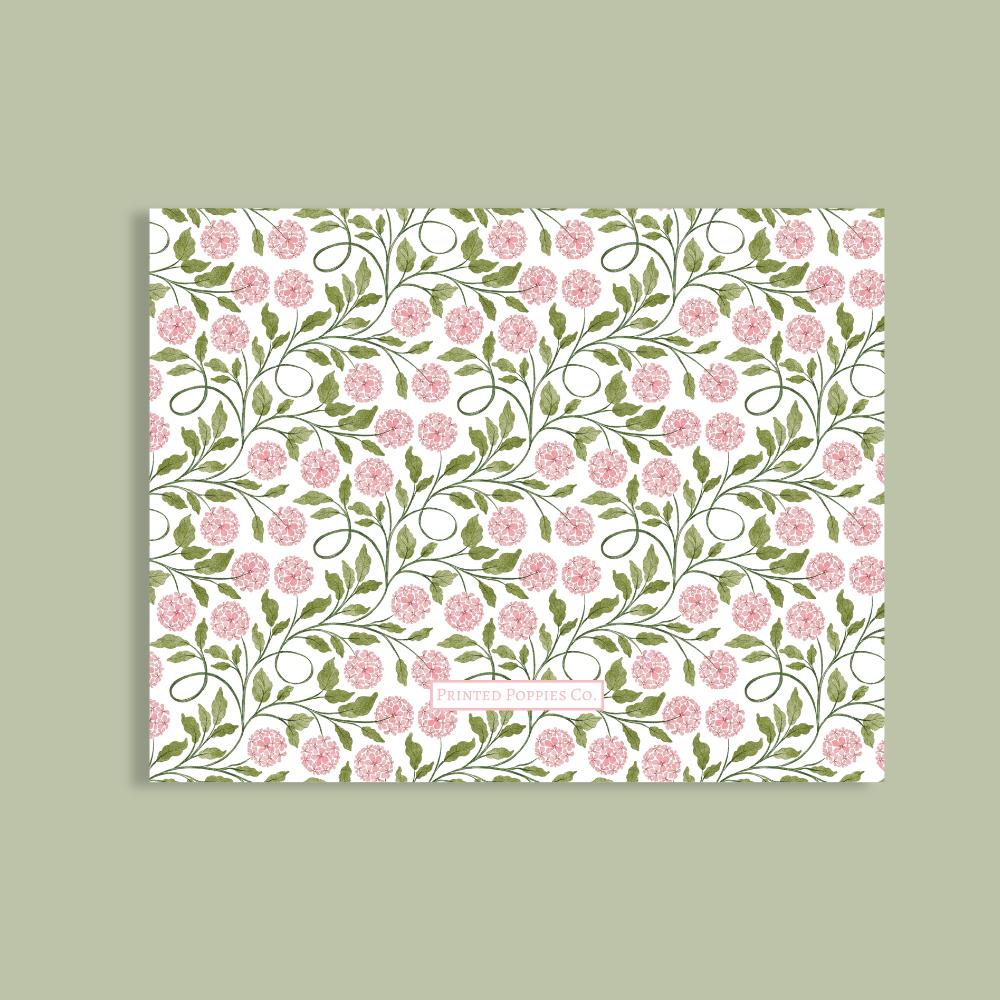 Personalized Floral Green and Pink Block Print Stationery for Women ...