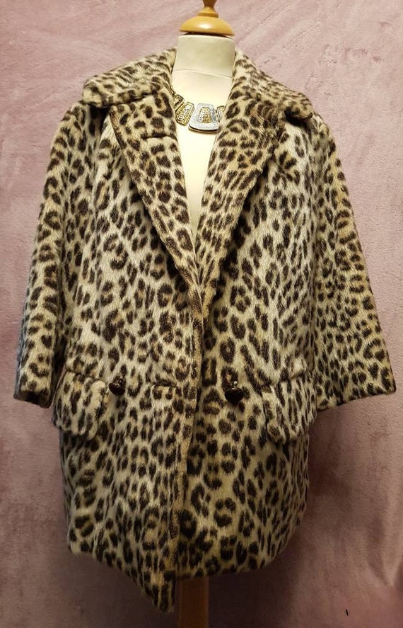 1960s faux leopard skin coat