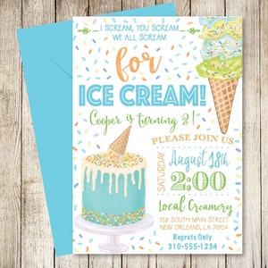 Ice Cream Invitation • Digital or Printable Birthday Invitation