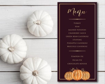 Thanksgiving Menu • Place Cards • Food labels