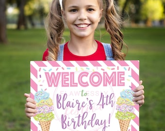 Ice Cream Party • Welcome Sign • Edit Yourself with Corjl or Adobe Acrobat