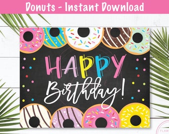 Happy Birthday • Donut Party • Instant Download • 8x10 • 8.5x11