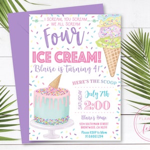 Ice Cream Sprinkles Invitation • Ice Cream Parlor • Sprinkles • Birthday Invitation