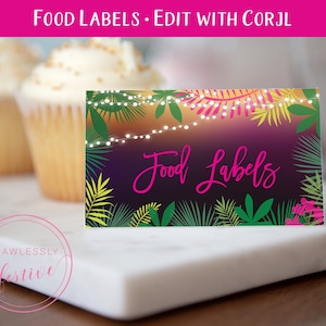 Havana Food Labels • Place Cards • Edit Yourself • Buffet Cards • Food Tents