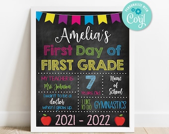 Primer día de clases • Cartel del último día de clases • 8,5 x 11 • Descarga instantánea • Edite usted mismo