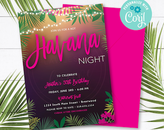 Havana Nights Invitation • Hot Havana Nights Theme • Bachelorette Party • Birthday Party
