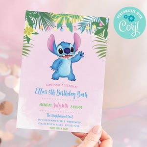 Invito di compleanno Stitch • Digitale o stampabile • Modificalo tu stesso con Corjl
