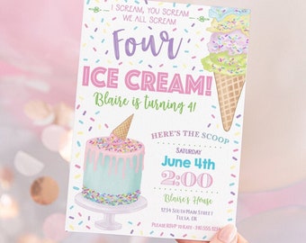 Ice Cream Sprinkles Invitation • Ice Cream Parlor • Sprinkles • Birthday Invitation • Edit with Corjl