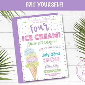 Ice Cream Sprinkles Invitation Ice Cream Parlor Sprinkles Birthday Invitation Edit with Corjl image 3