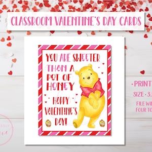 Cartes de la Saint-Valentin pour la classe • Winnie l'ourson • Impression et découpe numériques
