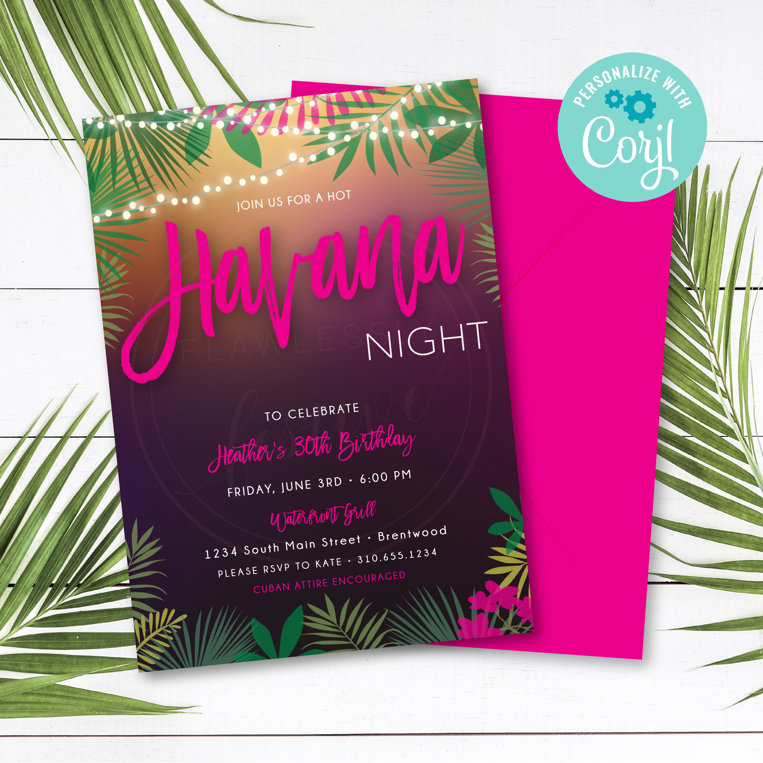 Havana Nights Invitation Hot Havana Nights Theme Bachelorette Party  Birthday Party 