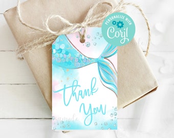 Mermaid Tags • Editable Template • Corjl & Avery Compatible