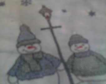 Snowmen Table Runner Stamped Cross Stitch Pattern