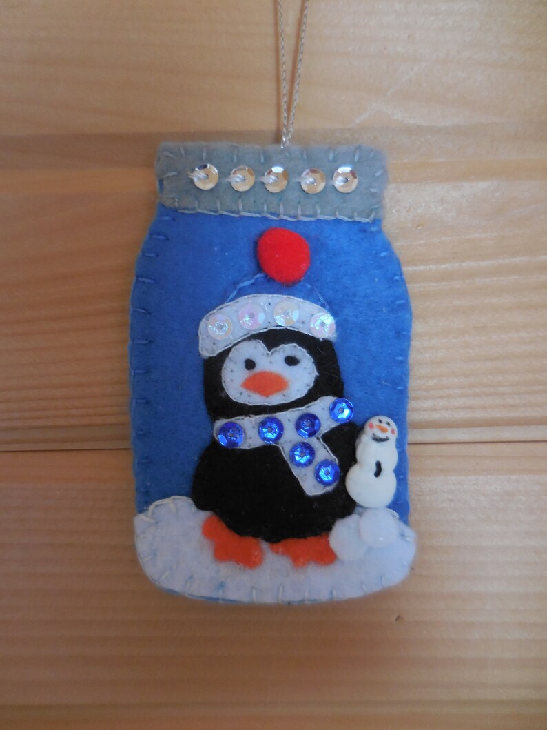 Mason Jar Penguin And Wee Snowman Ornament image 8