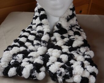 The Black and White of it Pom Pom Scarf
