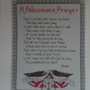 A Policeman&#39;s Prayer Cross Stitch Pattern