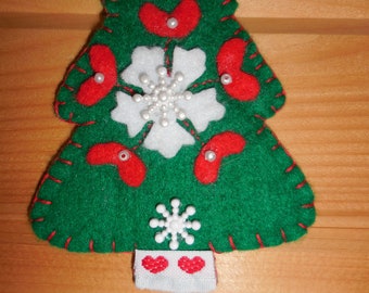 Snowflakes And Holly Berries Tree Ornament