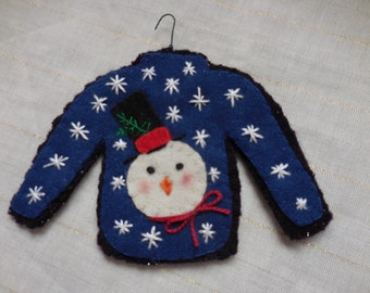 Let It Snow " Snowman Sweater Ornament "