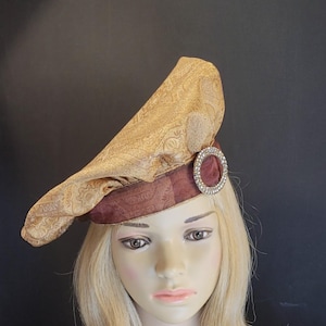 Gold Regency Bonnet, Gold Jane Austin Hat, Gold Regency Period Hat, Gold Regency Headpiece, Gold Regency Beret, Gold Regency Cap