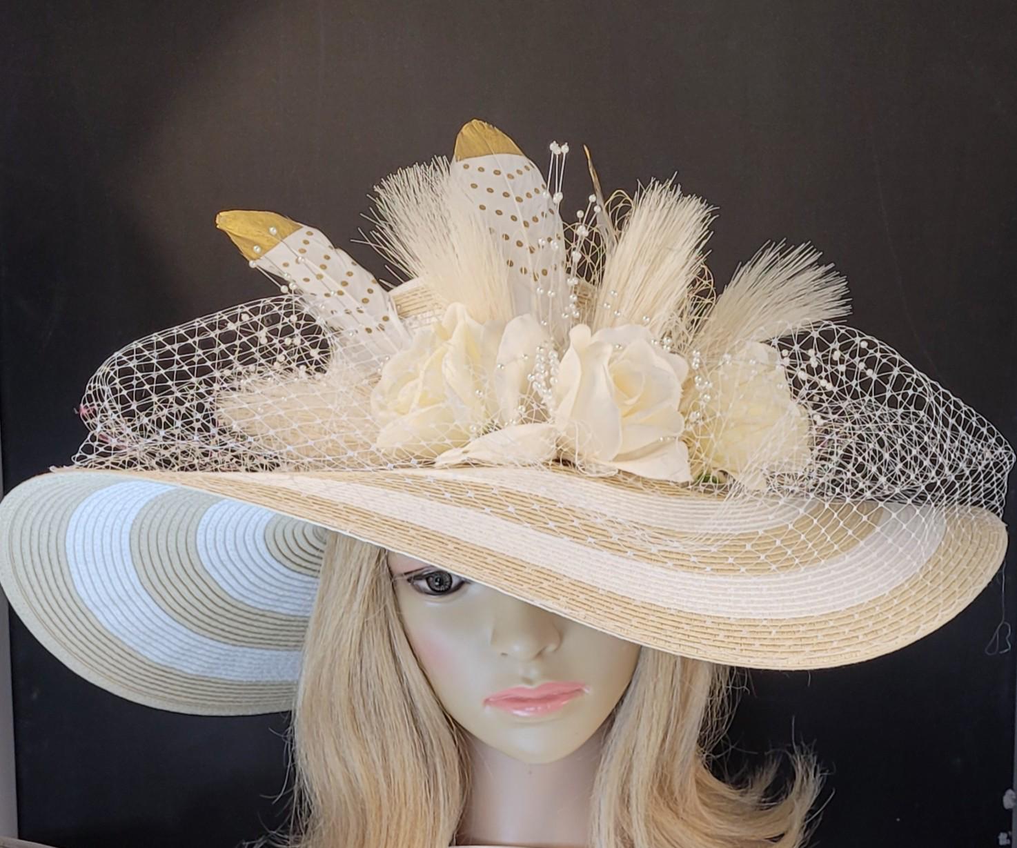White Wide Brimmed Dressy Hat - Etsy