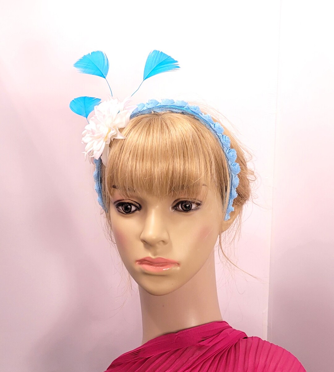 Blue Flower Girl Fascinator Blue Wedding Fascinator Blue Etsy