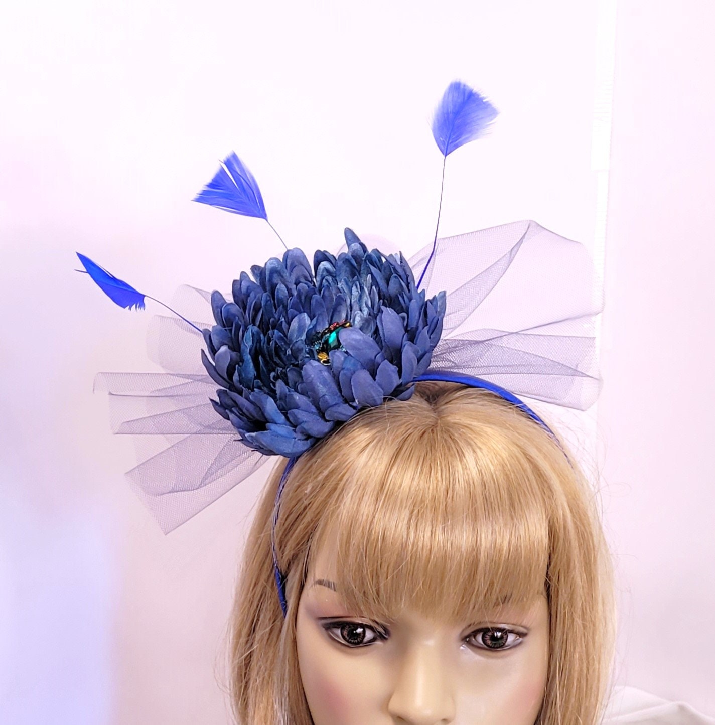 Blue Kentucky Derby, Easter Fascinator, Dressy Church  display picture 1