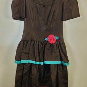 Vintage Black Cocktail Party Dress, 1980s Black Formal Dress, Vintage Black Evening Wear, 80s Women&#39;s Clothing, Vintage Black Church Dress