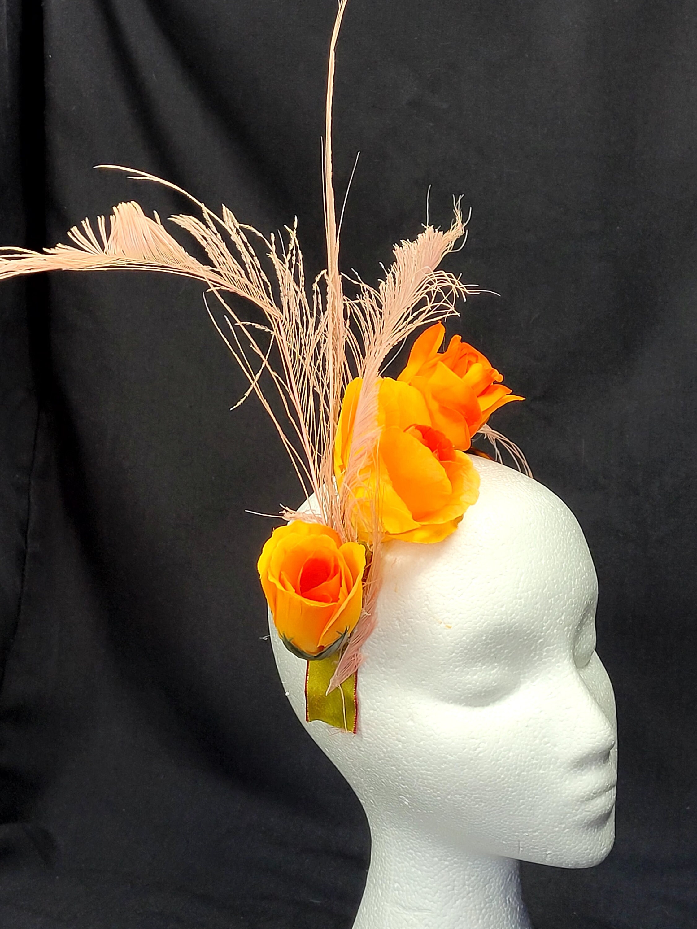 Orange Feather Fascinator Orange Mother 