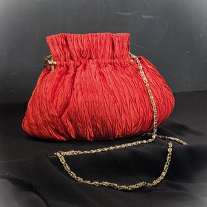 Vintage Red Evening Purse, Red Cocktail Party Purse, Red Christmas Party Purse, Red Holiday Purse, Red Satin Evening Bag, Red Party Purse