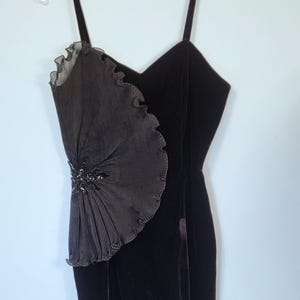 Black Cocktail Party Dress, Size 10, Black Velvet Evening Dress, Black Velvet Formal Dress, Black New Year&#39;s Eve Dress, Black Evening Gown
