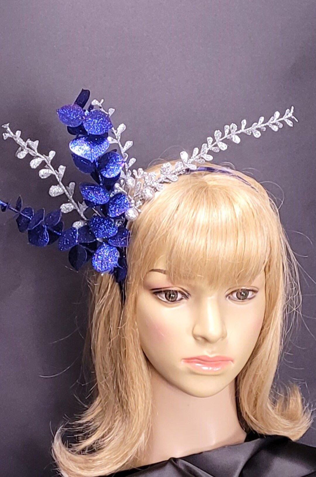 Blue Holiday Fascinator Blue Christmas Fascinator Blue Etsy