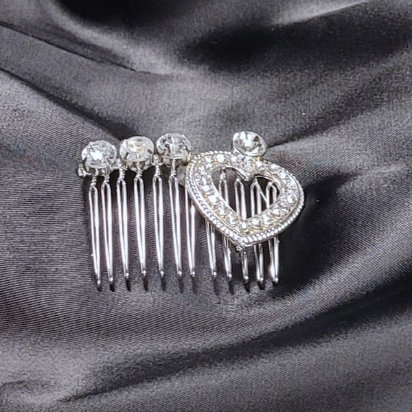 Silver Derby Hair Comb, Crystal Bridal Hair Comb, Silver Bridal Hair Comb, Silver Easter Hair, Silver Heart Hair Comb, Bridesmaid Hair Comb