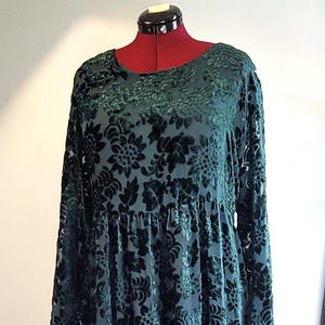 Green Velvet Dress, Jones New York Green Velvet Evening Dress, Woman's 22-24 Evening Dress, Holiday Green Dress, 1990's Vintage Dress
